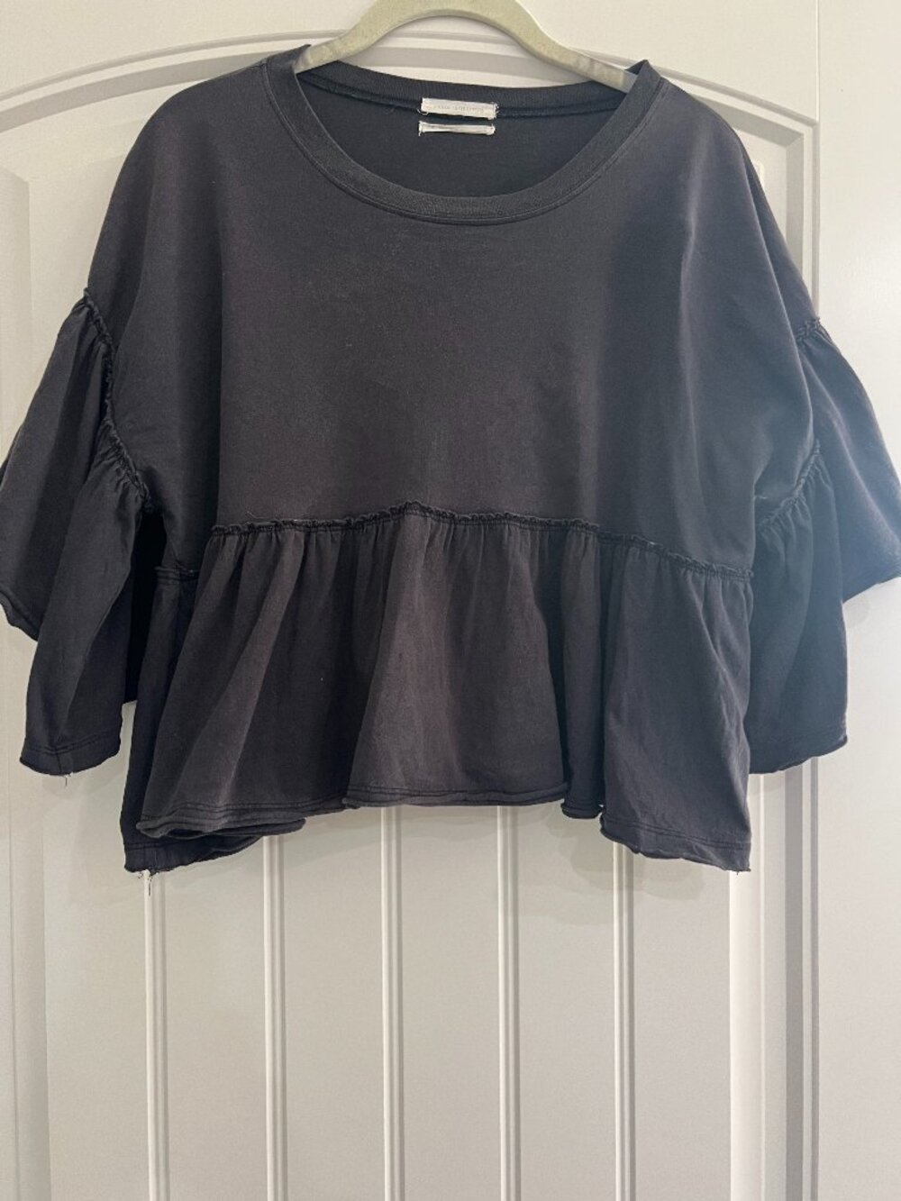 Black bat sleeve peplum oversized tee - Urban Outfitters - Large